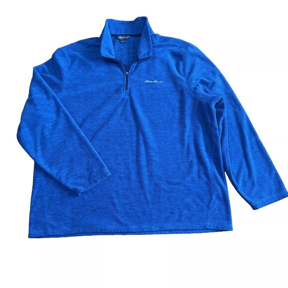 Eddie Bauer Fleece Casual Sweater Men's XXL Blue Long Sleeve 1/4 Zip Mock Neck - Picture 1 of 10